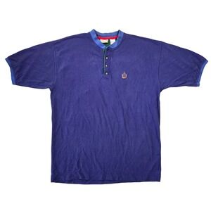 Vintage Bugle Boy Company Purple Henley Shirt XL Short Sleeve 90s Skater Retro